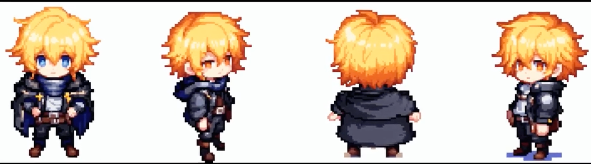 유료 API 없이 픽셀아트 RPG 스프라이트 시트 자동 생성 — Pixel Art Sprite Diffusion + IPAdapter + OpenPose + Canny (AI RPG 3편)
