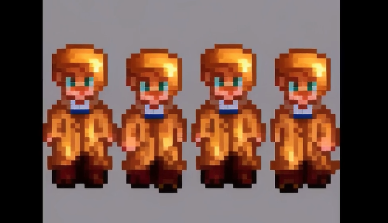 Pixel Art Sprite Diffusion — 4프레임 스프라이트 형태로 출력